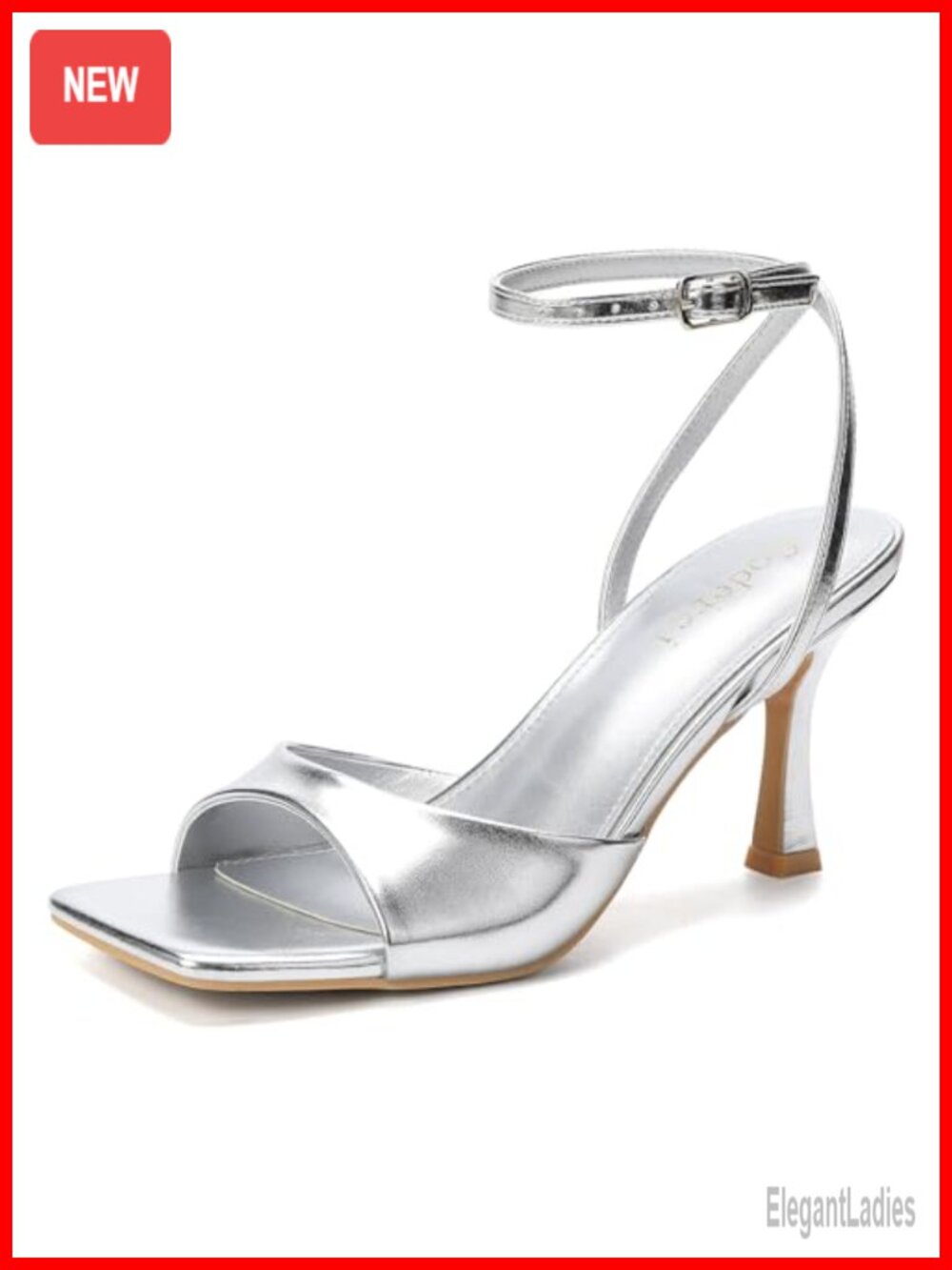 Kitten Heel Sandals Square Open Toe Stiletto Ankle Strap Heels